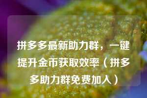 拼多多最新助力群，一键提升金币获取效率（拼多多助力群免费加入）  第1张