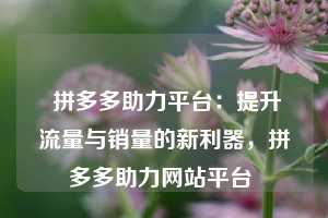  拼多多助力平台：提升流量与销量的新利器，拼多多助力网站平台 第1张