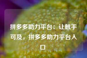 拼多多助力平台：让触手可及，拼多多助力平台入口  第1张