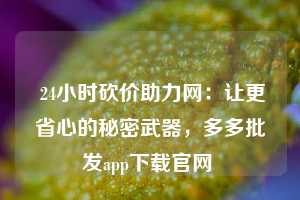  24小时砍价助力网：让更省心的秘密武器，多多批发app下载官网 第1张